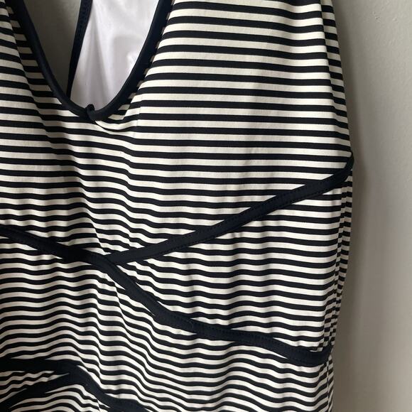 Ann Klein Swim Top Tankini Womens Plus Size 2X Black White Stripes‎ - Picture 6 of 8